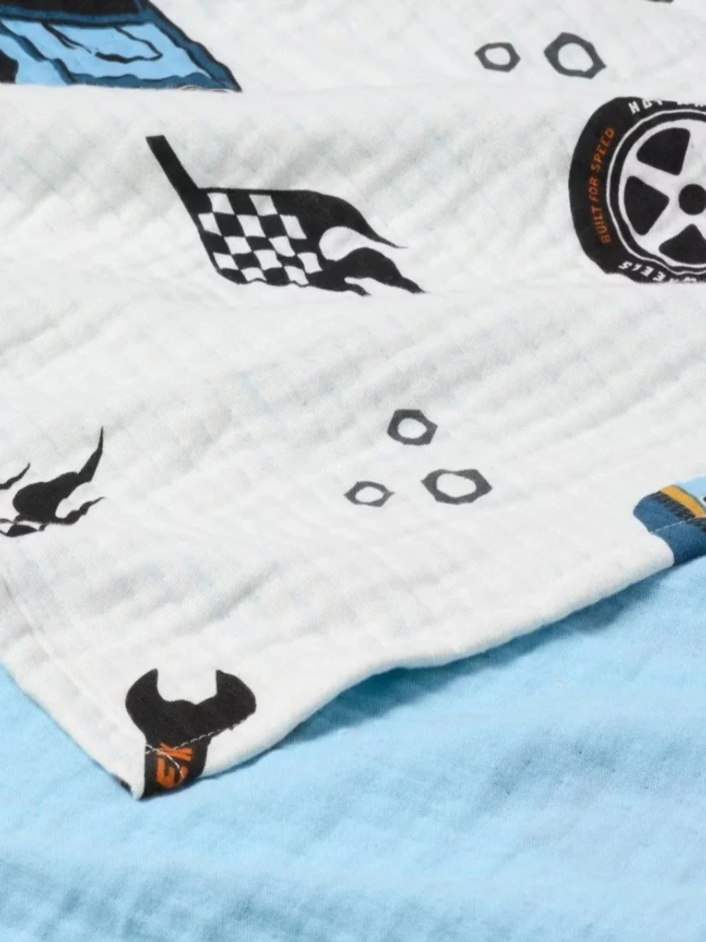 Twin/Full Hot Wheels Retro Matelasse Cotton Gauze Print Kids' Bed Blanket Cream